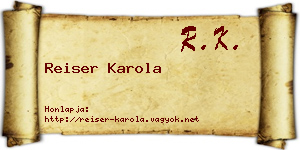 Reiser Karola névjegykártya